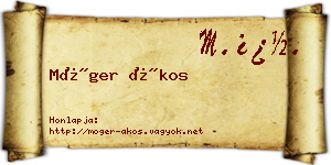 Móger Ákos névjegykártya